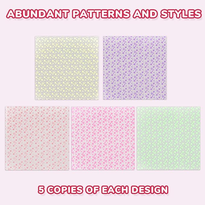Joycat Pastel Glow in The Dark Origami Paper - 50 Sheets 6x6 Inches - Soft Luminous Sheets for Kids & Creative Projects, Ideal for Scrapbooking, Card Making and DIY Crafts