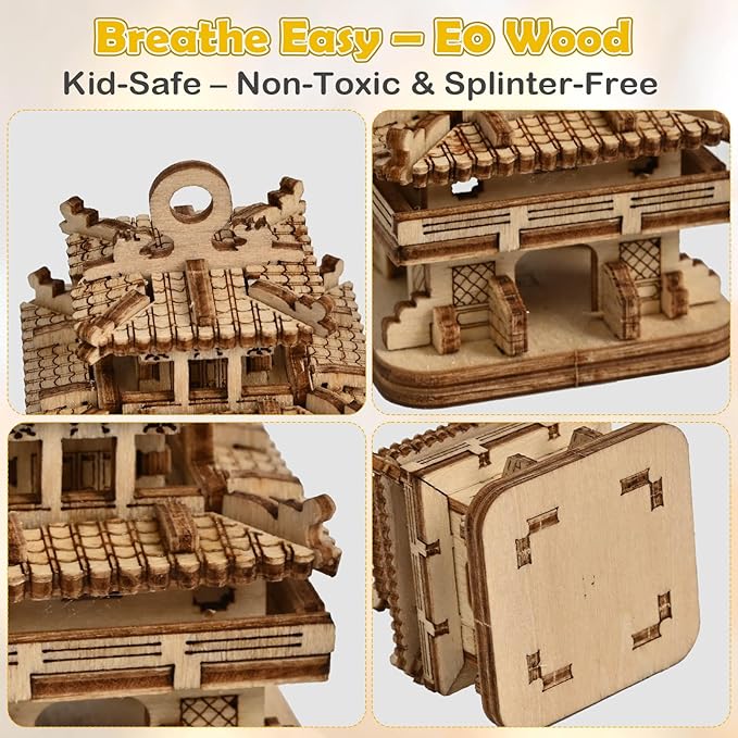 3D Wooden Puzzle for Adults - Chinese Architecture Building Kit (86PCS Cloud Tower), DIY Model Kit, Cool Desk Decor, No Glue Needed Gift for Men & Teens 14+