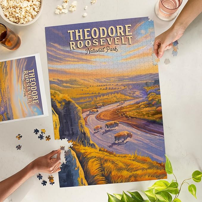 Lantern Press 1000 Piece Jigsaw Puzzle for Adults, Theodore Roosevelt National Park, North Dakota, Oil Painting