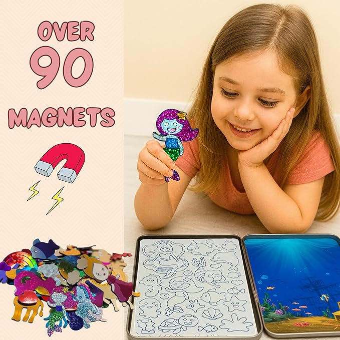 Foil Fun Art Kit for Kids - Reusable Princesses & Unicorns Foil Art for Girls & Boys, DIY Mess-Free Girls Craft Kit w/Magnets, Ideal Travel Toy & in Car Activities for Kids Ages 4 5 6 7 8 9 10 11 12