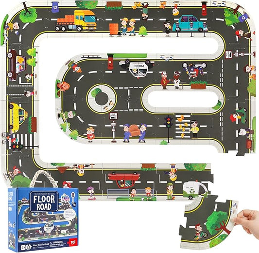 TOI Gaint Floor Puzzle for Kids Ages 3 and Up, 2x3 Feet Road Floor Puzzles for Toddlers 3-5, Extra Large Preschool Learning Jigsaw Puzzles for Boys and Girls