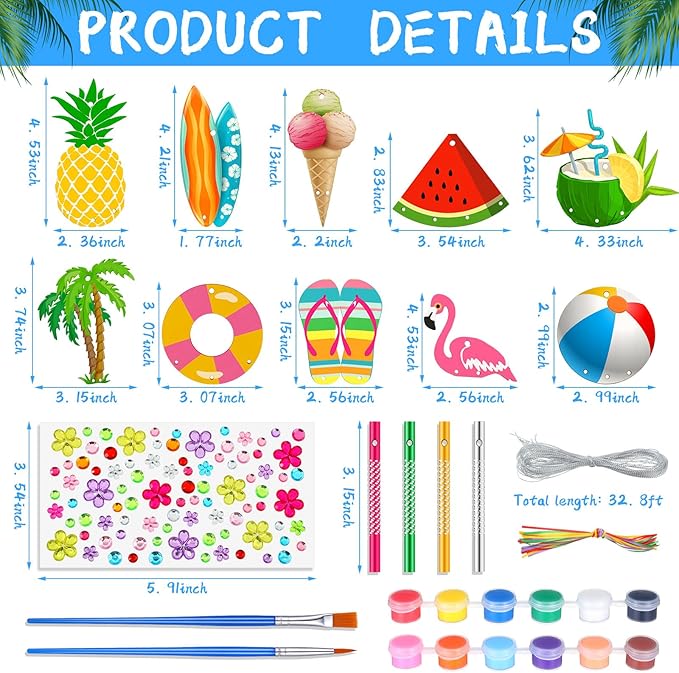 Wind Chime Making Kit for Kids Make Your Own Wind Chime Wooden Ornaments for Girls and Boys DIY Crafts Activity Birthday Summer Decoration(Beach)