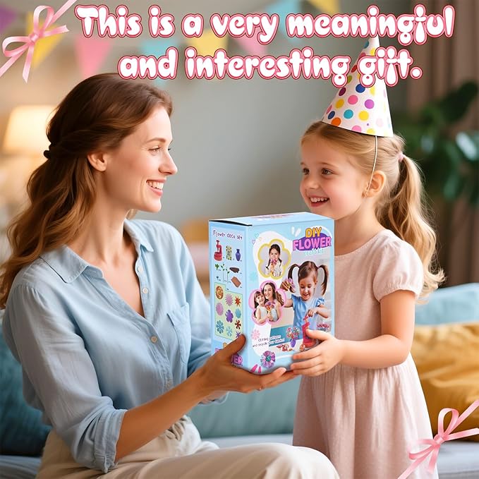 Fabric Flower Bouquets Toys DIY Craft Kits Toys for Kids Arts and Crafts for Kids Ages 4-5-6-7-8-10-12 Year Old Girl Birthday Gifts Making Bouquets Little Girl Kid's Gardening Set (DIY Flower Set)