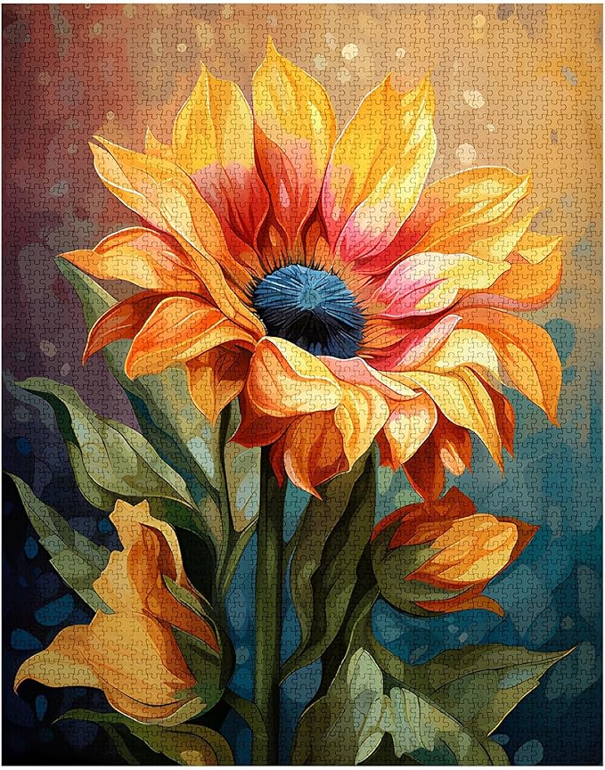 Tucocoo Sunflowers Flower Leaves Leisurely Jigsaw Puzzle,Colorful Yellow Flowers 1000 Pieces Jigsaw Puzzles for Adults,27 x 20 Inches Puzzles for Families,HD Quality Floral Photo Puzzle Gift