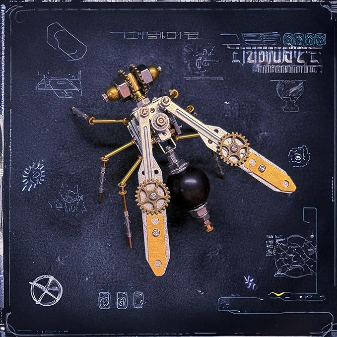 Metal Insect Bug Mechanical Steampunk Sculpture Insect Clockwork 3D Steampunk Metal Puzzle Kits for Adults (Mechanical Wasp)