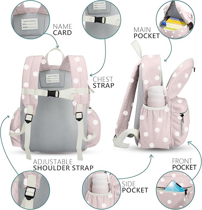 Corduroy Toddler Backpack for Boys & Girls: Preschool Backpack - Cute Kids Backpack 13.5" H Fit Folder