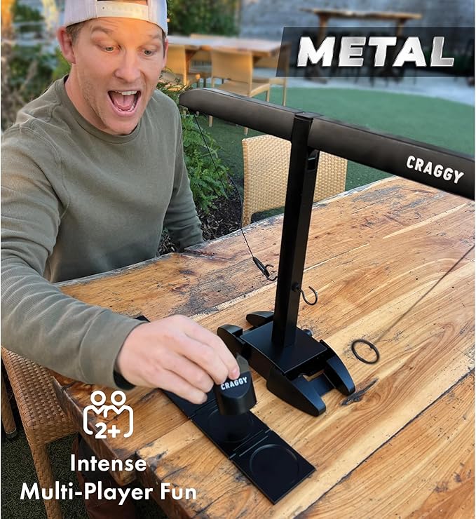 Craggy Games Ring Toss & Shot Ladder Game Hooks XPLR - Portable Aluminum Hook and Ring for Indoor/Outdoor Games - Family Game Night, Party Games, Travel, Multiplayer Kids and Adults