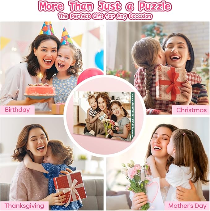 Personalized Puzzle Gifts for Christmas, Custom Photo Gift for Mom from Daughter Son Kids, Mom Gifts for Wife from Husband, Customized Presents for Mother's Day Birthday Christmas