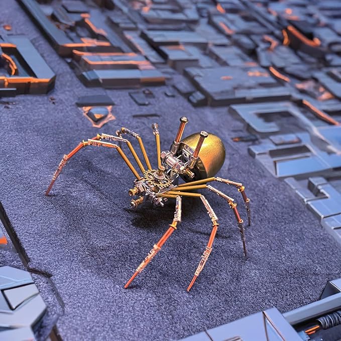 Metal Insect Bug Mechanical Steampunk Sculpture Insect Clockwork 3D Steampunk Metal Puzzle Kits for Adults (Mechanical Spider E)