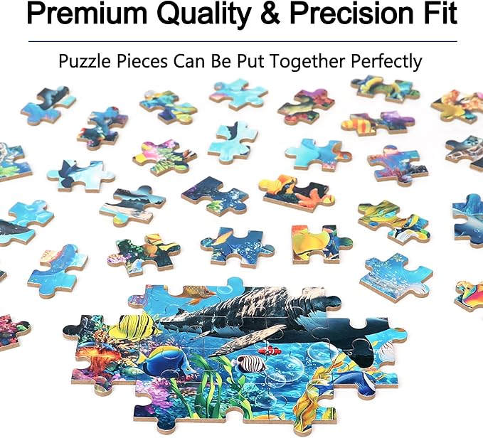 LELEMON Puzzles for Kids Ages 4-6,Underwater World 100 Piece Puzzles for Kids in a Metal Box, Educational Jigsaw Puzzles 100 Piece Puzzle Games Puzzle Toys for Girls and Boys
