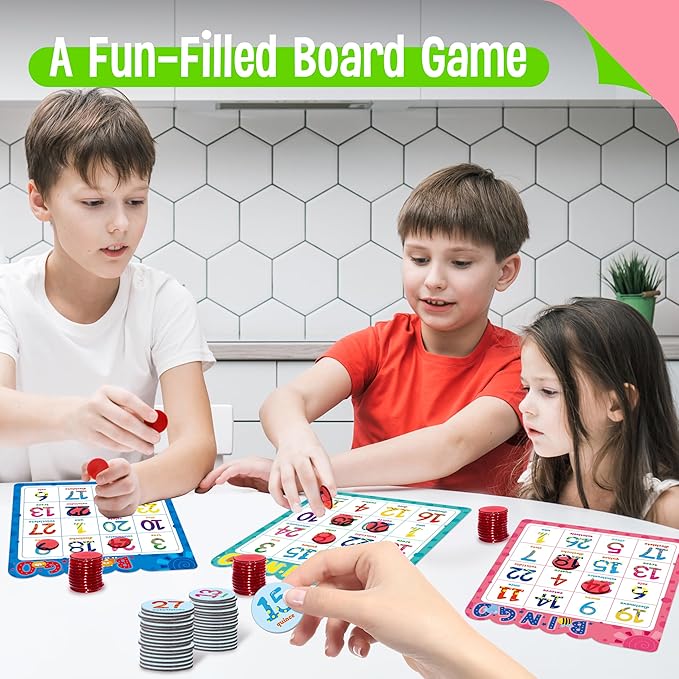 Spanish Bingo Game, 12 Bingo Board Spanish Letters, Numbers & Words Vocabulary Game, Early Educational Toys for Learning - Ages 4 and up, Perfect for Classroom & at Home (Up to 12 Players)