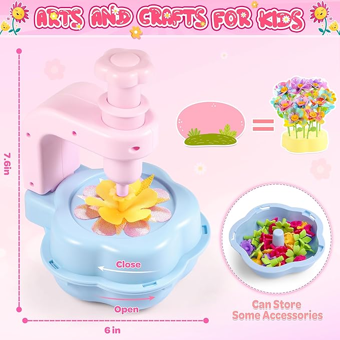 Kids Crafts, Arts and Crafts for Kids 4-6, Craft Kits, Frozen Toys, Fabric Flower Bouquets Toys, 6 Year Old Girl Birthday Gift, 8 Year Old Girl Birthday Gift, Christmas Gifts Halloween Crafts