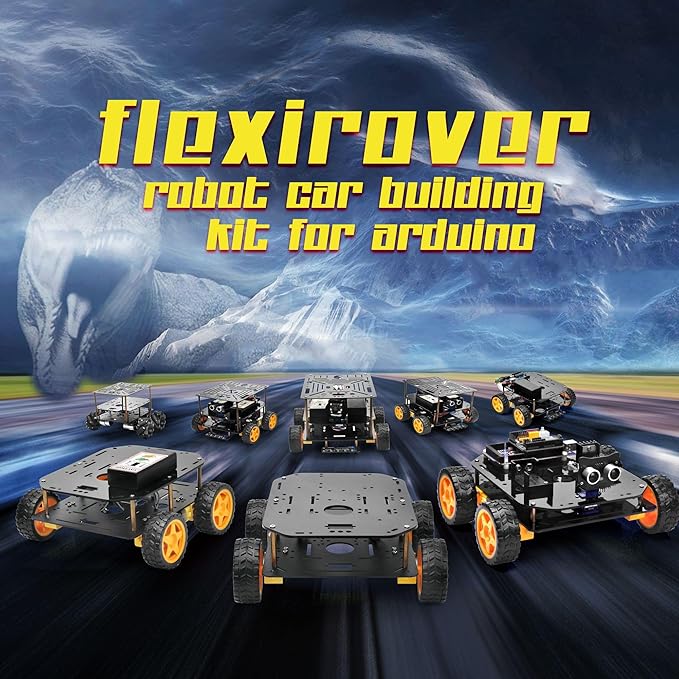 OSOYOO FlexiRover Building Kit for Arduino – Customizable Robot Car Chassis with 4 TT Motors and Wheels, Ideal for Robotics Development (Not Included Main Board for Arduino)