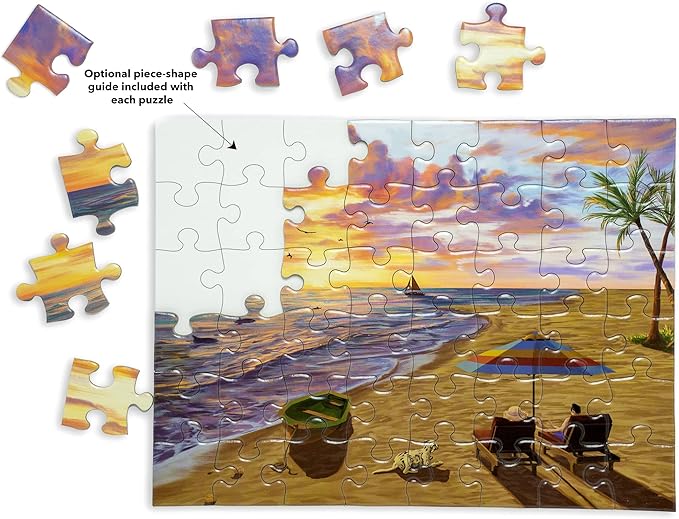 Large Piece Jigsaw Puzzle – Easy & Colorful, Dementia & Memory Activities for Seniors, Elderly Gifts, 48 Pieces, Beach Day
