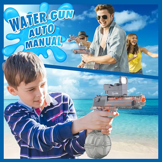 Electric Water Gun for Adults, Auto-Manual Water Guns w/Large Capacity, Automatic Squirt Guns with 32FT Range & Battery Powered, Summer Beach Pool Outdoor Toys for Kids Gifts