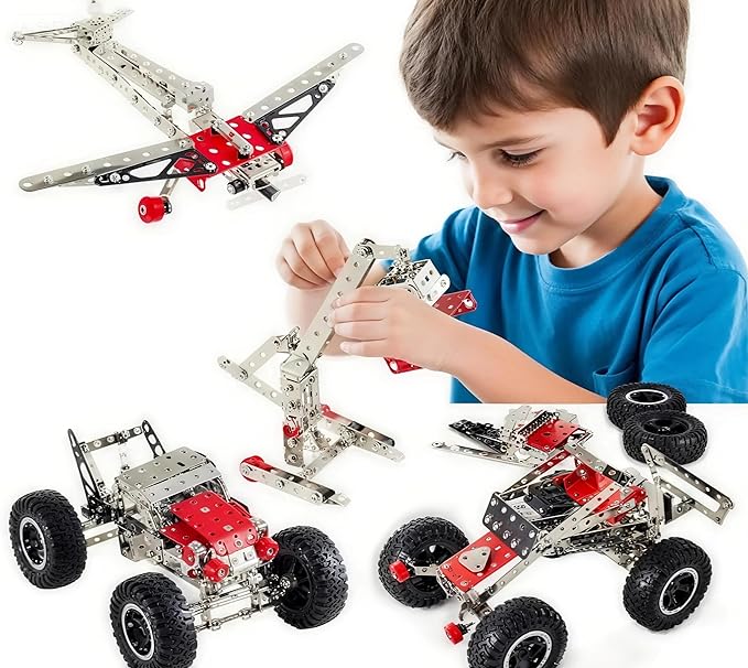 6 in1 Erector Set,Stem Building Toys,Erector Set for Kids Ages 3+,Off-Road car,Airplane Erector Set,Assembly Science Kit
