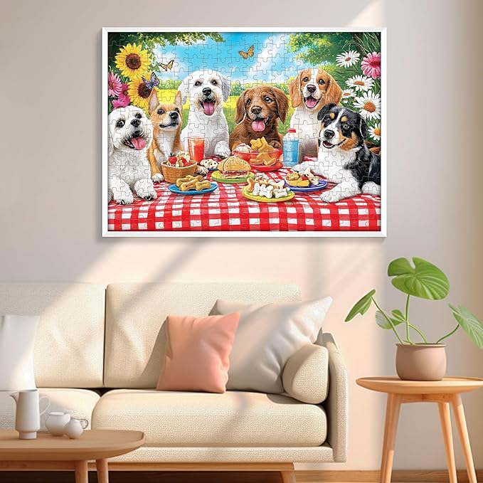 300 Pieces Puzzles for Adult, Dog Jigsaw Puzzles 300 Pieces for Adults Children Seniors, Vibrant Imagery Flower Jigsaw Puzzle, Challenging Activity Game Gift for Family Friends 20.5x15 Inches