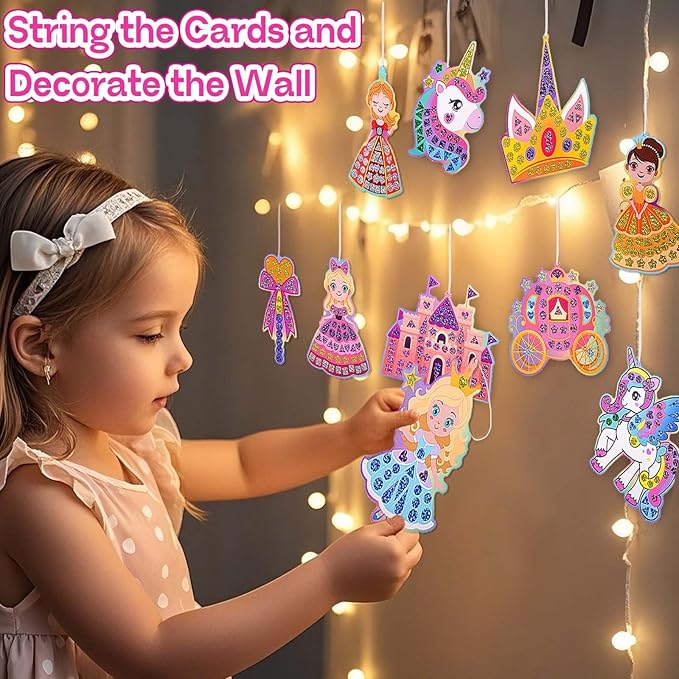 iGetooy 10 Sets DIY Mosaic Stickers for Kids, Princess & Unicorn Art Craft Kit with 720+ Stickers, Travel Toys for Kids, Birthday Gifts for Girls Boys 3-8 Year Olds
