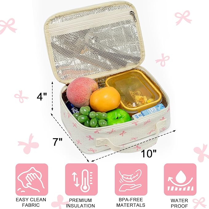 LEDAOU Kids School Backpack with Lunch Box for Girls Toddler BookBag School Bag Preschool Kindergarten Backpack (Pink bow)
