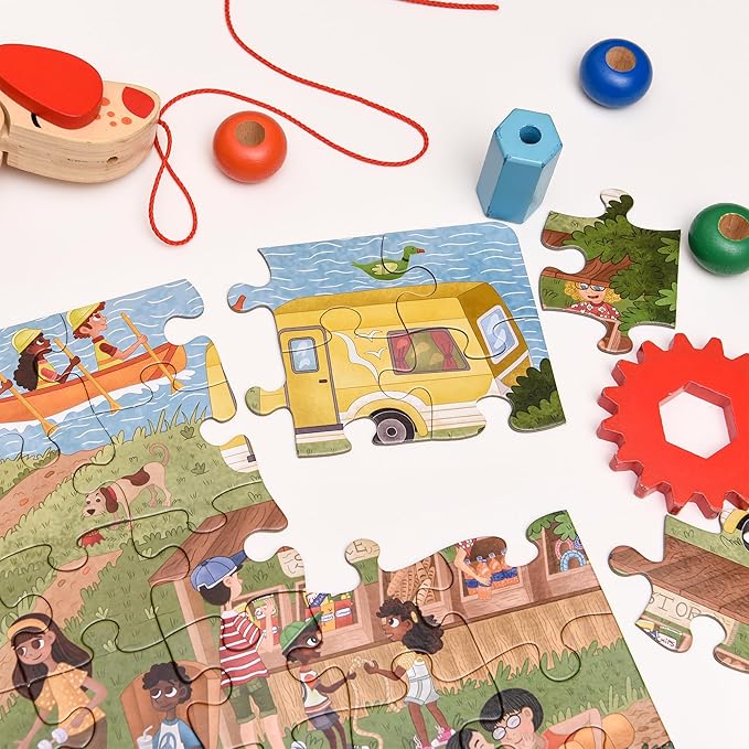 Upbounders- Camping Outdoors Jumbo Puzzle - 48 Large Pieces - Preschool First Puzzle for Boys Girls Ages 4 Years and Up (Multicultural)