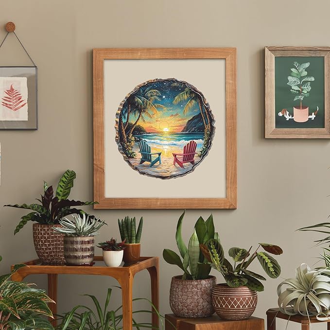 Jigfoxy Wooden Puzzle for Adults, Sunset Beach Wooden Jigsaw Puzzles for Adults, Unique Animal Shape Wood Cut Puzzles for Family Friend Puzzle Lovers(L-13.4 * 13.3in-295pcs)