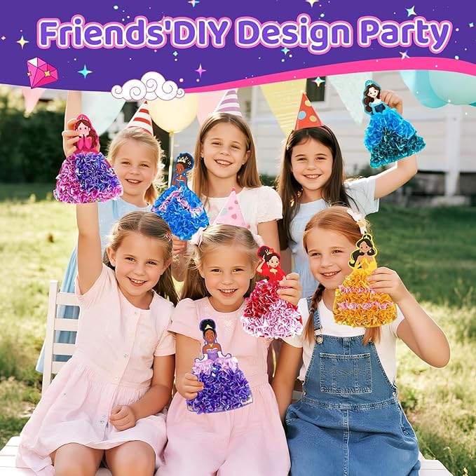Poke in Art Crafts for Kids Magical Pretty Princess Craft Poke Art Kits for Girls Boys, Stick and Poke Kit DIY Craft Kits for Birthday Christmas Gifts for 4 5 6 7 8 9 10 Year Old