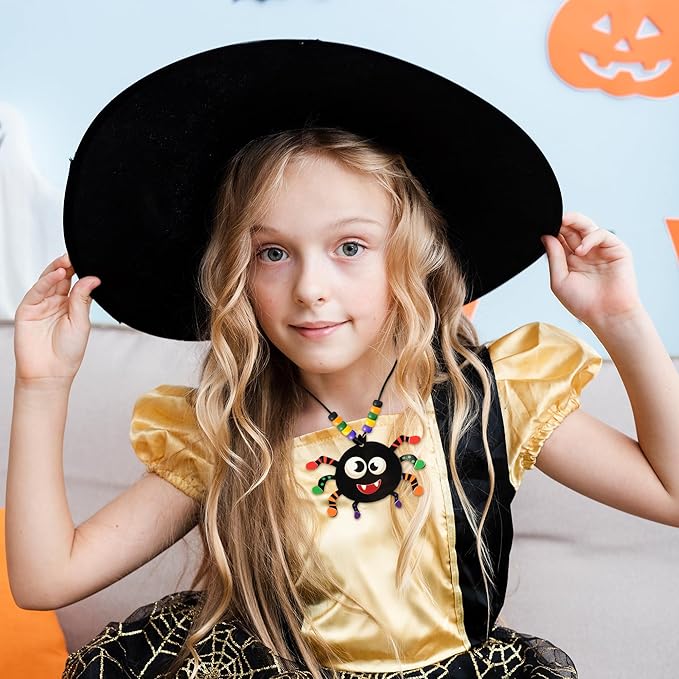 WATINC Necklace Crafts Kits - 313Pcs EVA Foam Make Your Own Cute Handmade Necklaces Artwork Project for Kids Adult, 24 Set DIY Activity Game Party Favors Gift for Home Classroom Decor (Halloween)