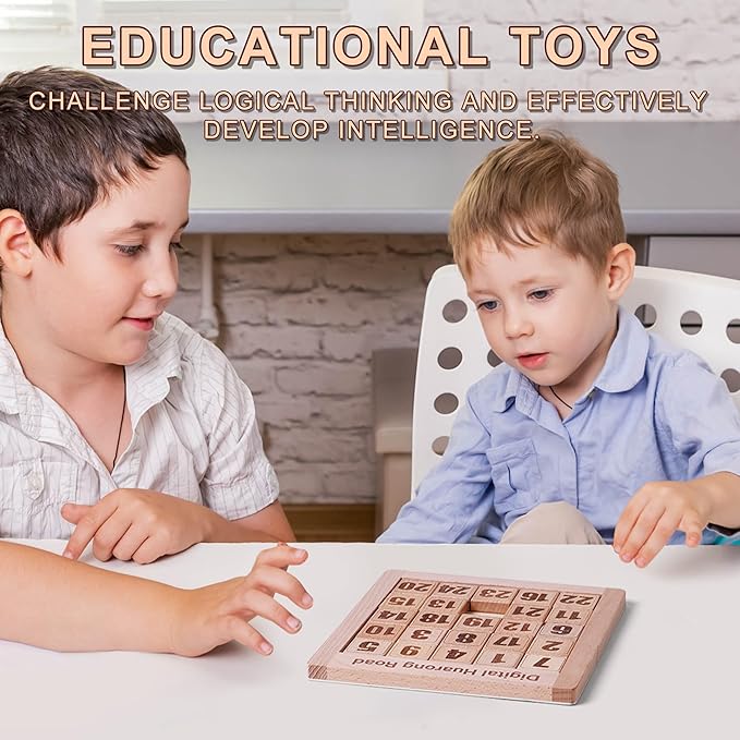 Wooden Number Sliding Puzzle,Brain Teasers Toy Tangram Slide Puzzle Game,Sequential Puzzles Board Game,Educational Toys for Kids and Adults (1-8 Samll Size)