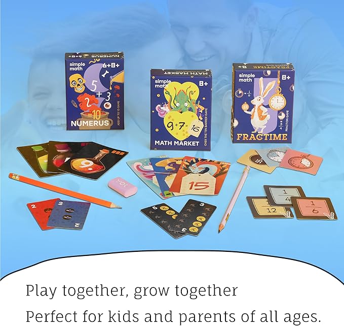 Math Card Games Bundle for Kids 6+ & 8+ | 3 Games Included | Fun & Education | Help to Build Math, Focus and Logic | Recommended by Teachers | 2-6 Players | 10 min Playtime (Math Card Bundle)