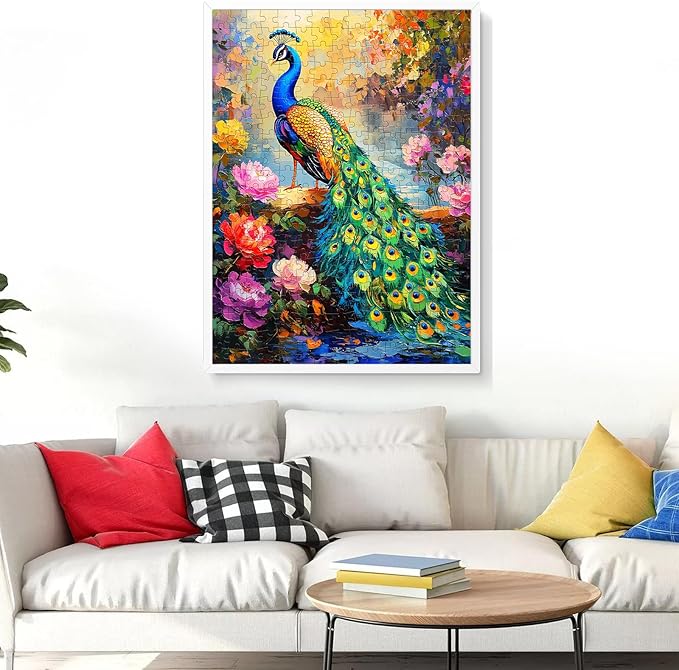 300 Piece Puzzle for Adults Peacock Puzzle Jigsaw Puzzles 300 Pieces Adult Puzzles Games for Kids Ages 8-10 10-12 Recycled Cardboard Puzzles Gift Toy 20.5x15IN