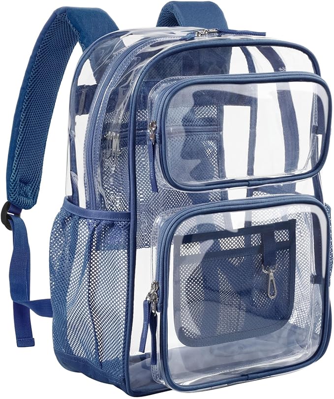PACKISM Clear Backpack for School - 17 inch Large Heavy Duty Clear Bookbag, See Through PVC Backpacks (for age 12 above)