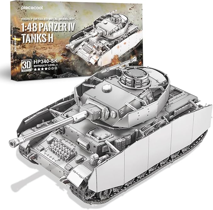 Piececool Metal 3D Puzzles for Adults, Germany Panzer IV Tanks Model Building Kits (1:48 Scale), DIY Assembling Arts and Crafts, Best Christmas Birthday Gifts