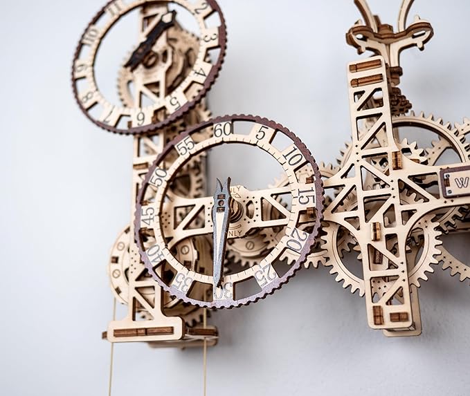 WOODEN.CITY Steampunk Wall Clock Kit – 3D Wooden Puzzle for Adults, Mechanical DIY Clock Model, Working Wall Art (257 Pieces) Made in EU