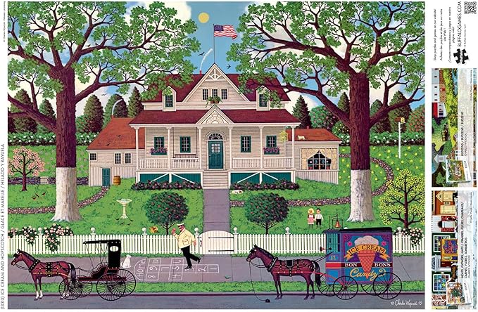 Buffalo Games - Charles Wysocki - Ice Cream and Hopscotch - 1000 Piece Jigsaw Puzzle for Adults -Challenging Puzzle Perfect for Game Nights - Finished Size is 26.75 x 19.75