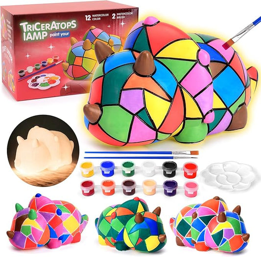 Paint Your Own Dinosaur Lamp Kit - Art Supplies Arts & Crafts Kit, Painting Kit for Kids Ages 6-12, Arts and Crafts for Kids Ages 8-12, Christmas Birthday Gifts for Girls Boys Age 5 6 7 8 9 10 11 12+