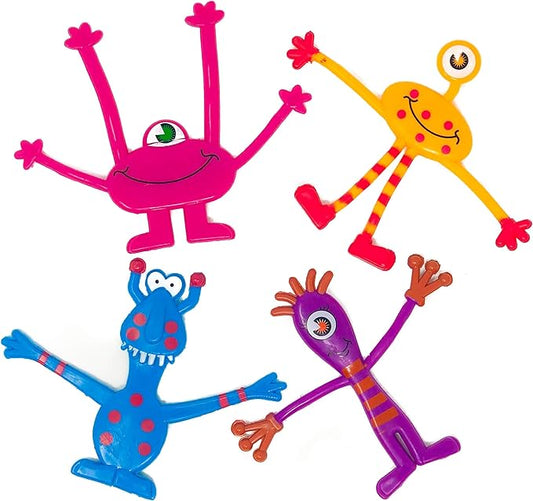 Podzly 12 Monster Toy Bendables - Halloween Party Favors - Fidget Toys - Classroom Rewards - Kids Birthday Party Game Prizes - Halloween Trick or Treat Handouts - Bendable Twistable - Colorful