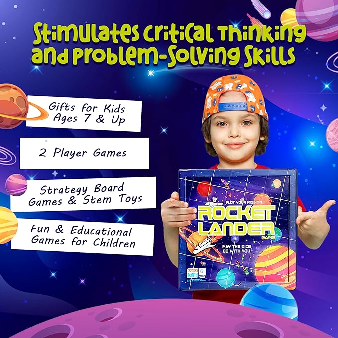 RocketLander: The Ultimate STEM Board Games for Kids 8-12 | Boost Critical Thinking & Problem-Solving Skills | Mensa-Winning Strategy Game | Math & Educational Games for Kids Ages 8-12