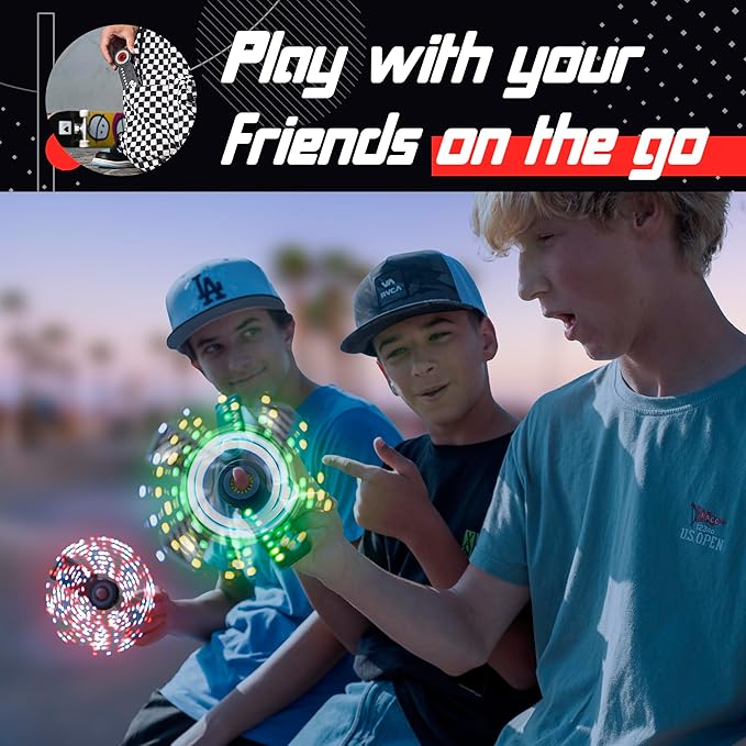 RingSlingr Lightning Blue Fidget Spinner Toy, Durable, Portable LED Fidget Toy for Young Adults and Kids, Light Up Spinner Toy