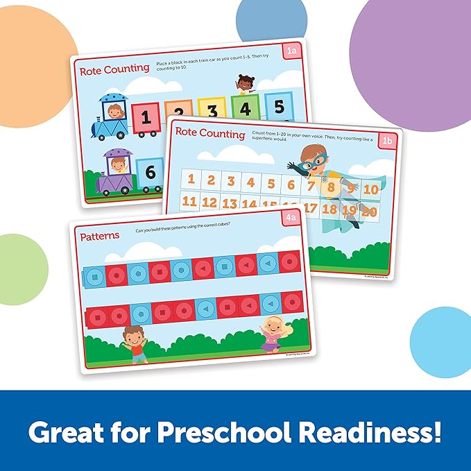 Learning Resources MathLink Cubes Preschool Math Activity Set - Classroom Must Haves, Teacher School Supplies, Toddler Montessori Toys,Building Blocks, Math Manipulatives, Homeschool Games