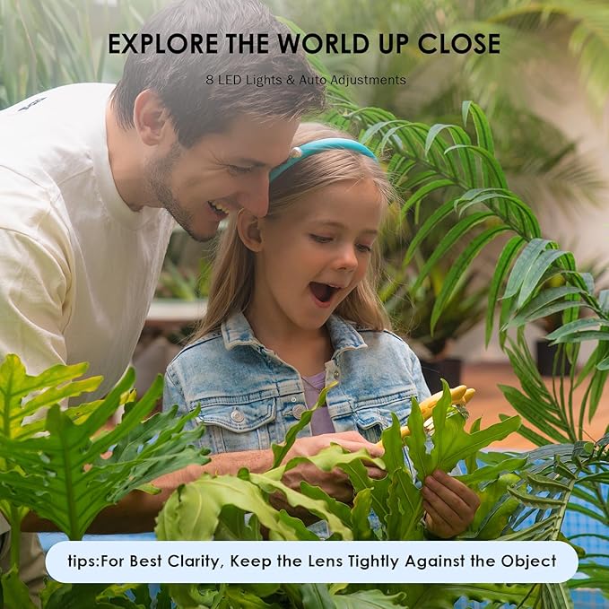 Kids Microscope 100X Magnification, STEM Handheld Digital Science Kit, Portable Educational Toy for Ages 3-16, Birthday for Boys & Girls Yellow