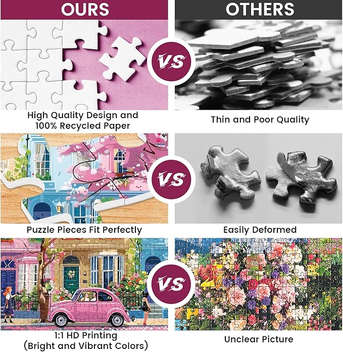 500 Pieces Jigsaw Puzzles for Adults, Beautiful Spring Street Puzzle for Adults Children Elderly, Recycled Paper Puzzle 500 Pieces, Glossy, Sturdy Pieces Challenging Family Game (20.5x15in)