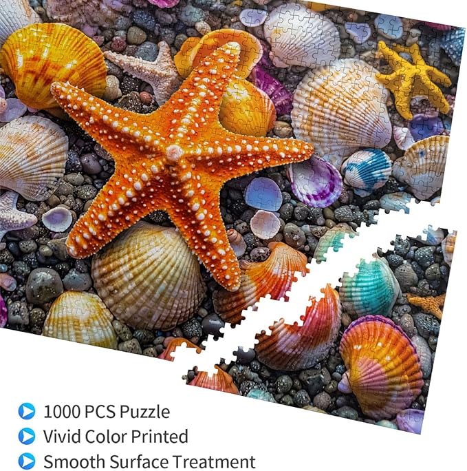 Jigsaw Puzzles for Adults 1000 Pieces,Colorful Seashell Puzzle for Adult 1000 Piece, Seashell and Seashore Beach 1000 Pieces for Adults, Marine Jigsaw Puzzles 500 Piece for Adult