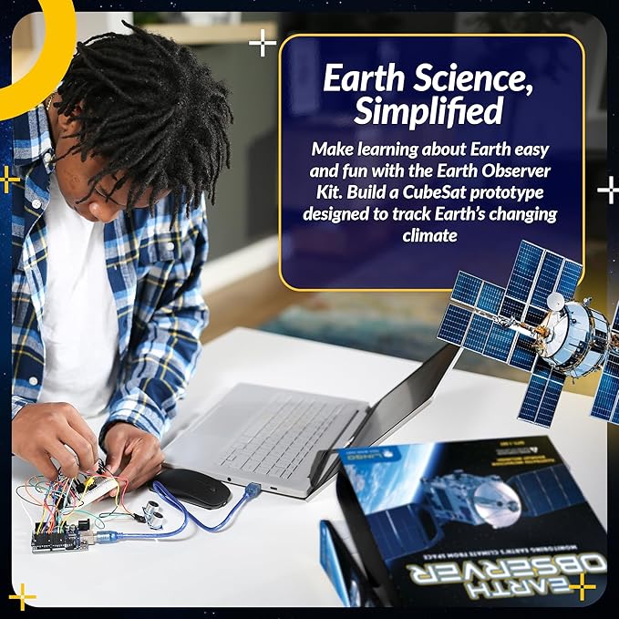 LINGO Earth Observer STEM Coding Kit - Build & Code Your Own Satellite to Monitor Earth's Climate from Space - Science Kits for Ages 13+ Years for Birthdays & Holidays