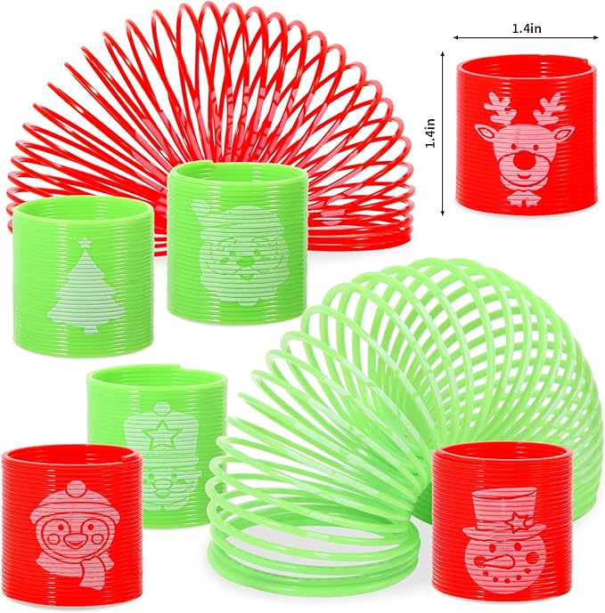 36PCS Christmas Coil Springs for Kids - Assorted Christmas Theme Pattern and Colors Magic Spring Toys, Christmas Party Favors, Christmas Stocking Stuffers for Kids Boys Girls