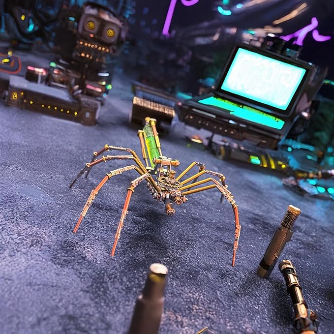 Metal Insect Bug Sculpture Steampunk Mechanical Insect Clockwork 3D Steampunk Metal Puzzle Kits for Adults (Mechanical Spider A)