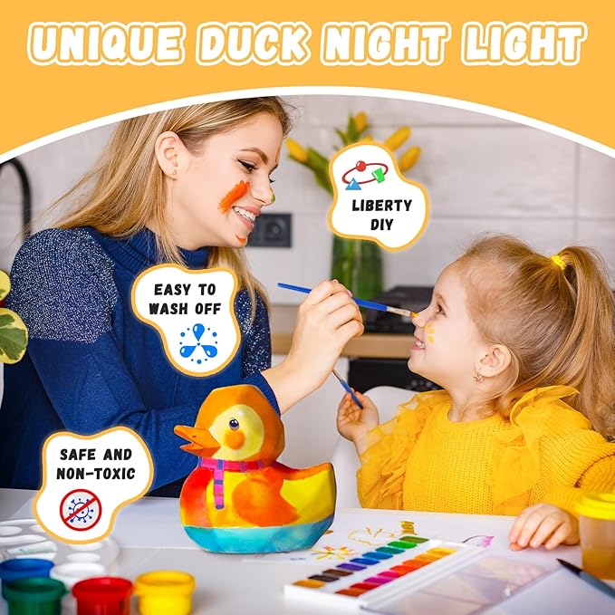 Loungelore Paint Your Own Duck Lamp Kit, Art Supplies Arts and Crafts for Kids Ages 8-12, DIY 3D Duckling Night-Light, Creativity Painting Kit Toy for Girl Boy Teen, Birthday Gift for Daughter Son