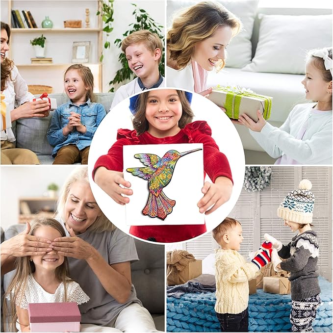 Hummingbird Wooden Puzzle for Adults, 108 PCS Animal Unique Shaped Wooden Jigsaw Puzzles - 7.55 x 10.78 Inches, Creative Gift for Teenagers and Adults
