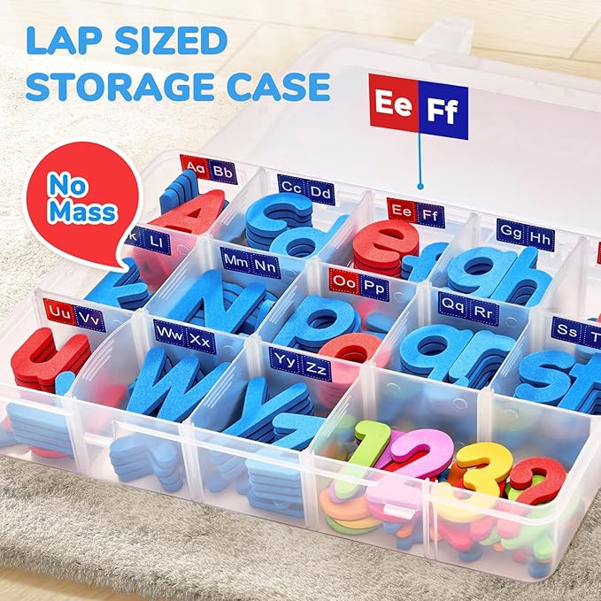 Gamenote Classroom Magnetic Letters Kit 178 Pcs with Double-Side Magnet Board - Foam Alphabet Letters for Kids Spelling and Learning
