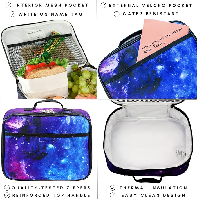 Fenrici Robotic Kids Lunch Box for Boys, Girls Insulated Lunch Bag, Soft Sided Compartments, Spacious, BPA Free, Food Safe, 10.8in x 9.2in x 3.8in (Mars Ingenuity Rover, Space Limited Edition)