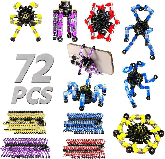 12/24/36/48/100 PCS Fidget Spinner for Kids Sensory Fideget Toys Transformable Fidget Spinner Fidget Robots for Easter Basket Stuffers Party Favours School Rewards Events Prizes (72 PCS)
